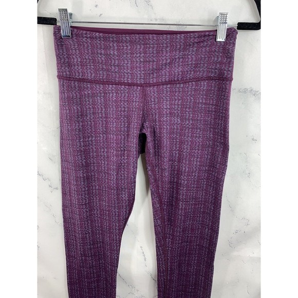 Lululemon Leggings Sz 6 Wunder Under Purple Ziggy Wee Raspberry Geo Chevron - Picture 11 of 13